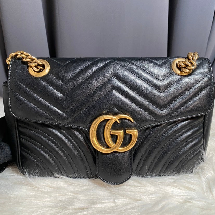 Gucci GG Marmont Black Leather Shoulder Bag