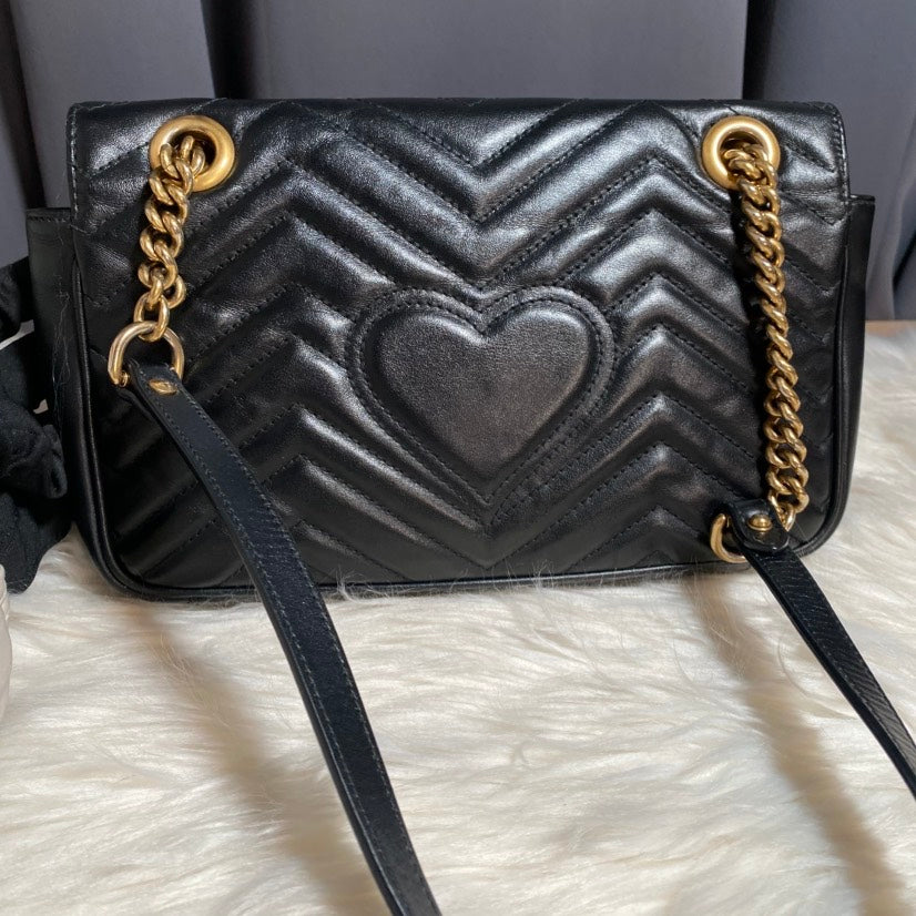Gucci GG Marmont Black Leather Shoulder Bag