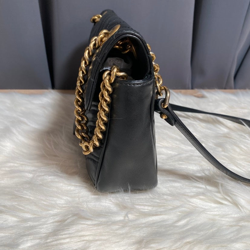 Gucci GG Marmont Black Leather Shoulder Bag