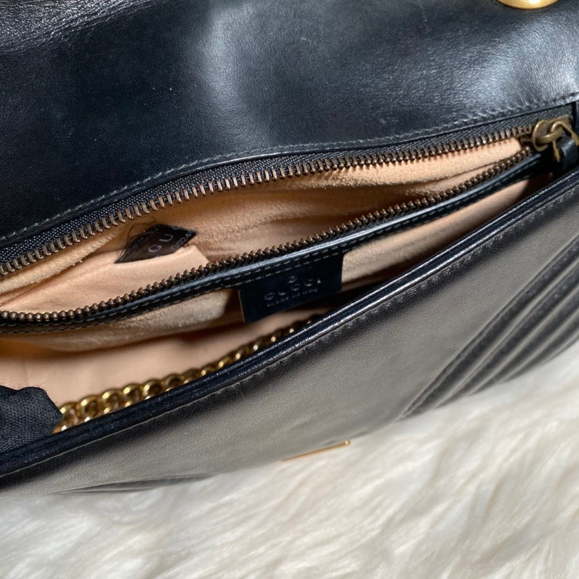 Gucci GG Marmont Black Leather Shoulder Bag