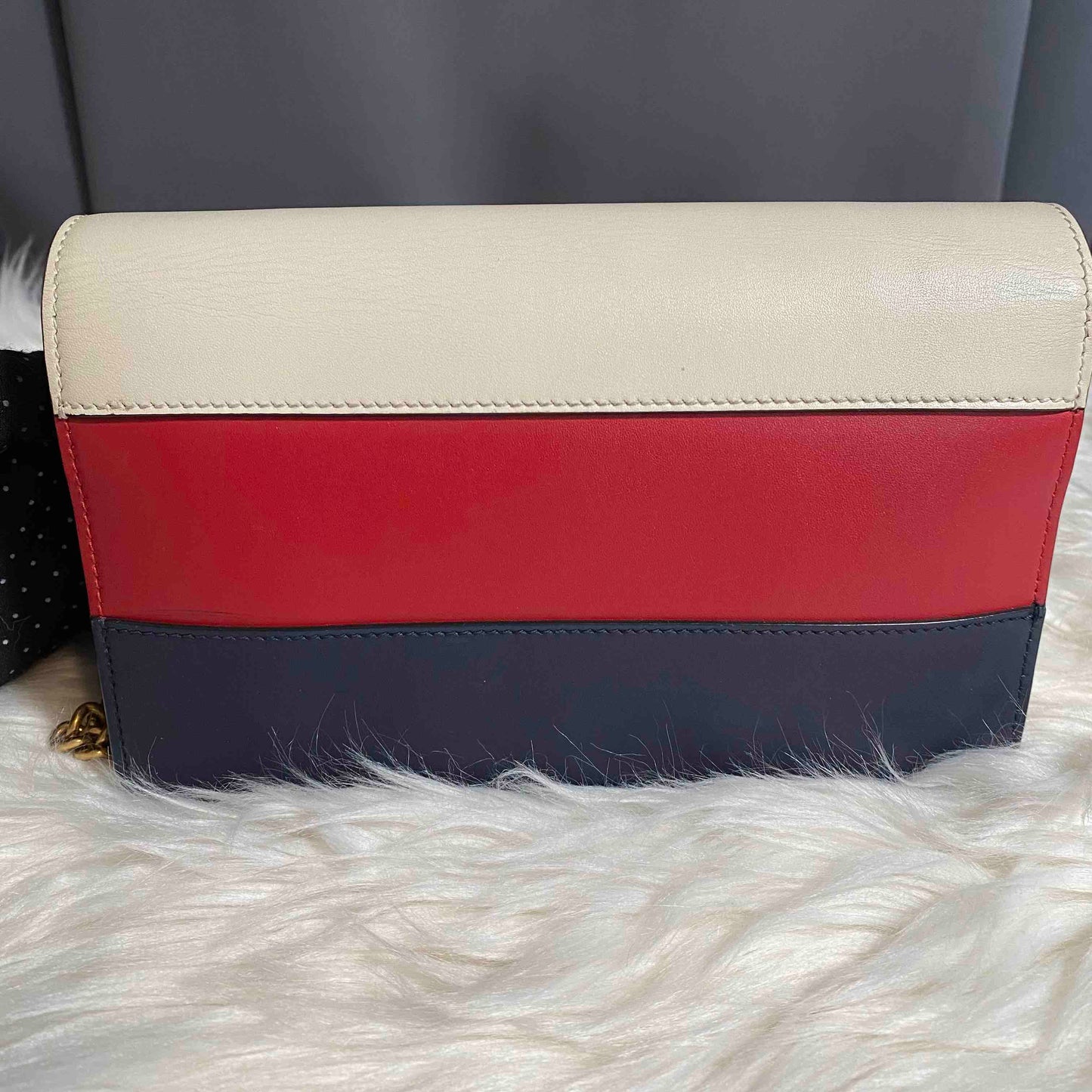 Gucci Sylvie White Red Navy Leather Crossbody Bag