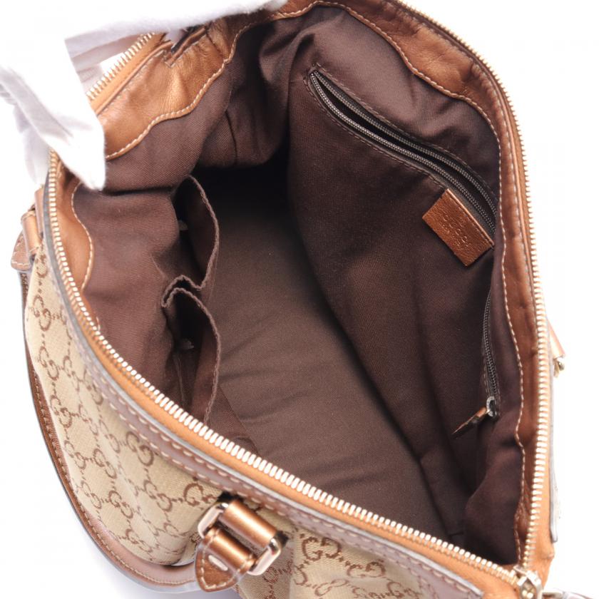 Gucci Sukey GG Canvas Handbag Canvas Leather Beige Brown