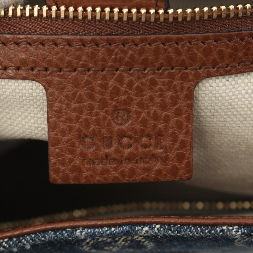 Gucci Jackie 1961 GG Pattern Handbag Denim Leather