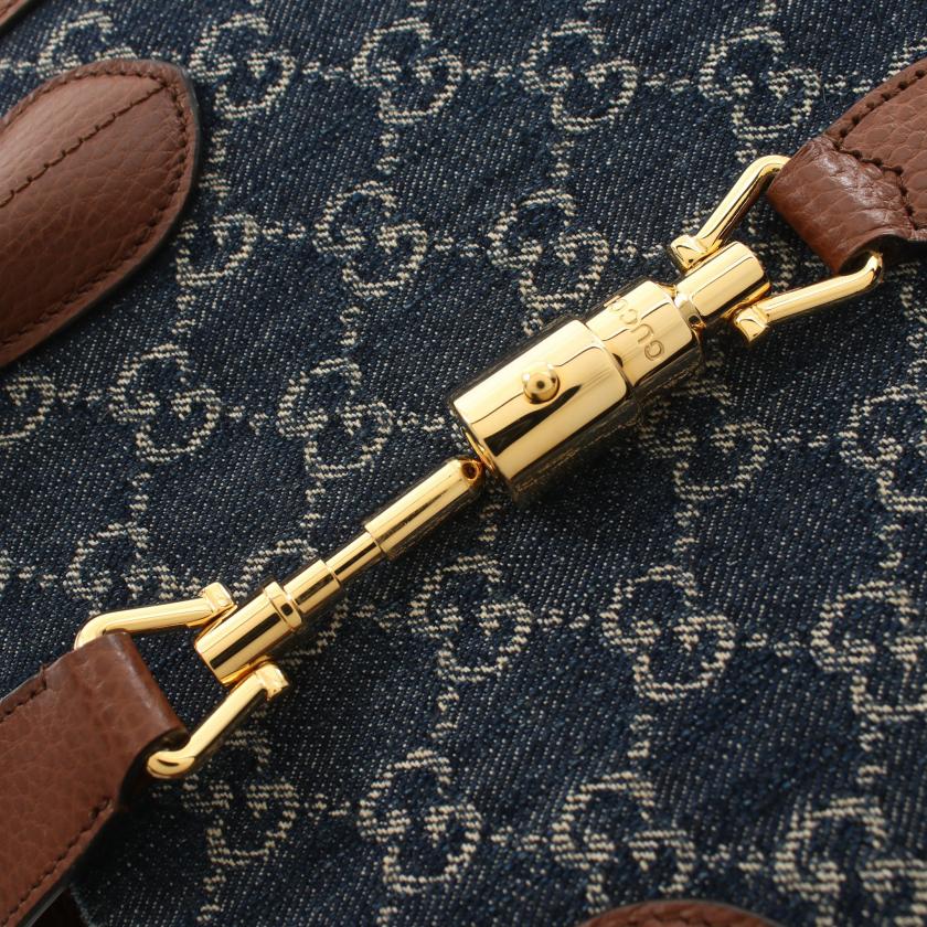 Gucci Jackie 1961 GG Pattern Handbag Denim Leather
