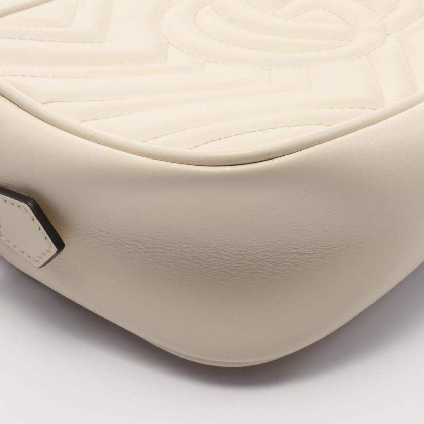 Gucci GG Marmont Chain Shoulder Bag Leather Off White 880201