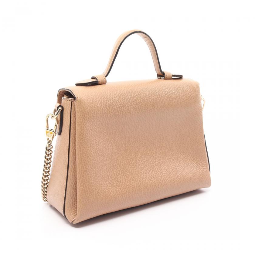 Gucci Interlocking G Handbag Leather Beige 2way 880584