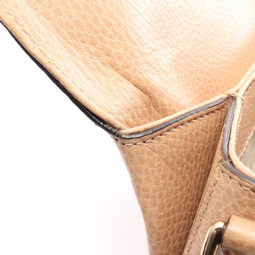 Gucci Interlocking G Handbag Leather Beige 2way 880584