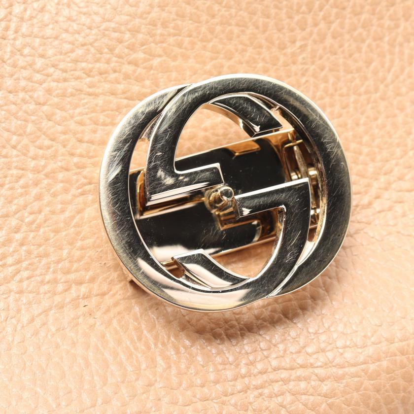Gucci Interlocking G Handbag Leather Beige 2way 880584