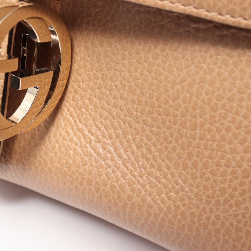 Gucci Interlocking G Handbag Leather Beige 2way 880584
