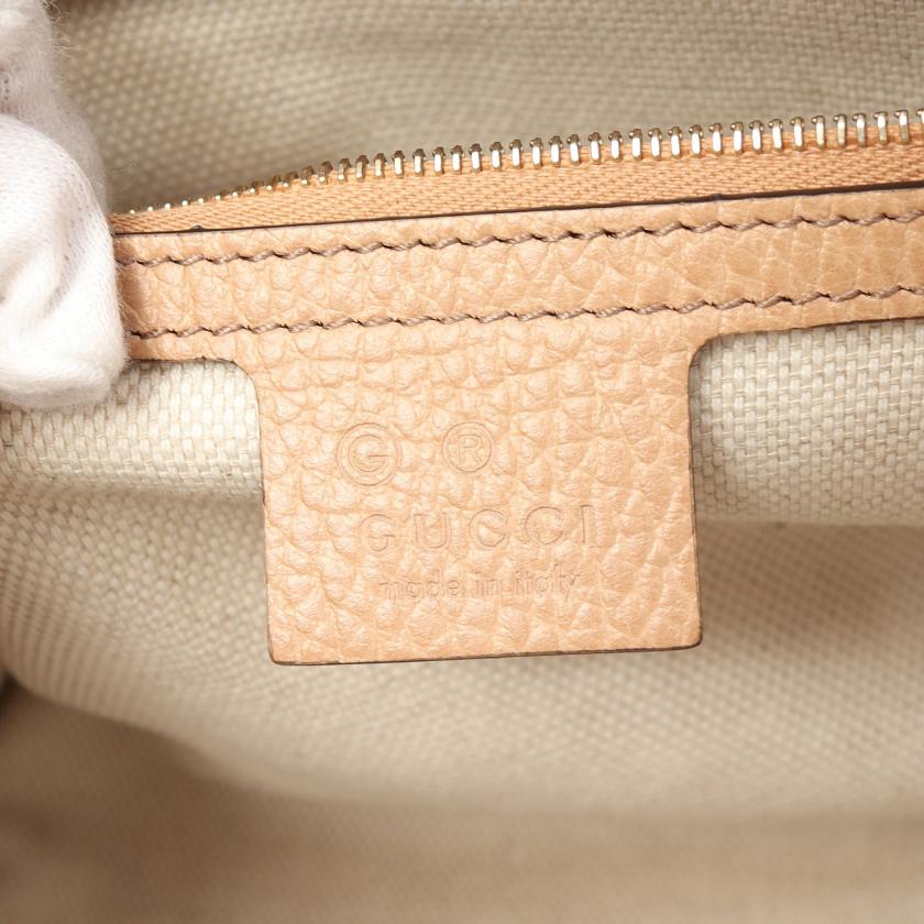 Gucci Soho Interlocking G Handbag Leather Beige 2way 880371
