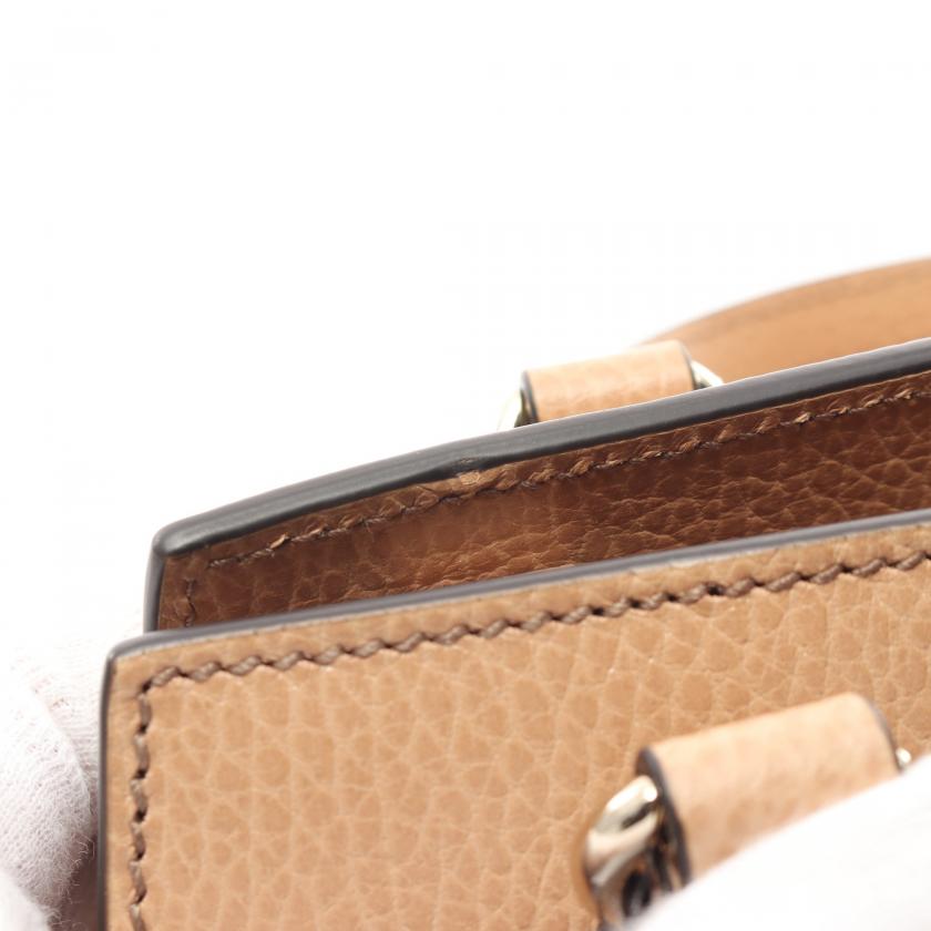 Gucci Soho Interlocking G Handbag Leather Beige 2way 880371