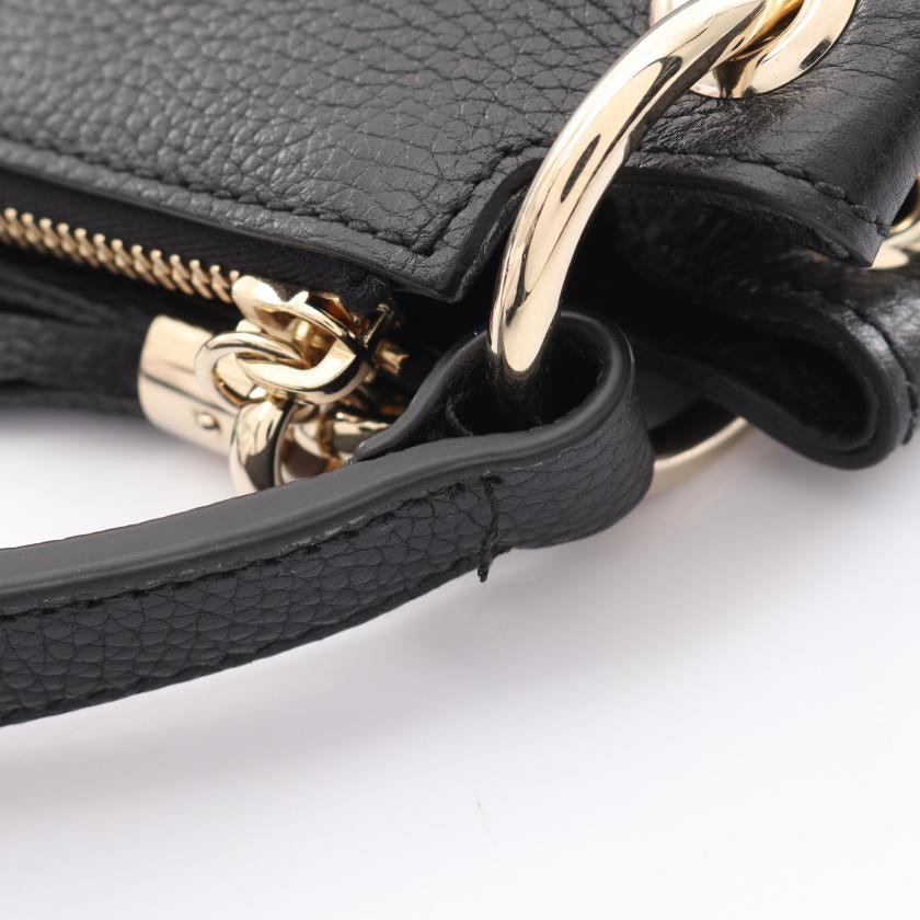 Gucci Soho Interlocking G Handbag Leather Black Tassel 2way