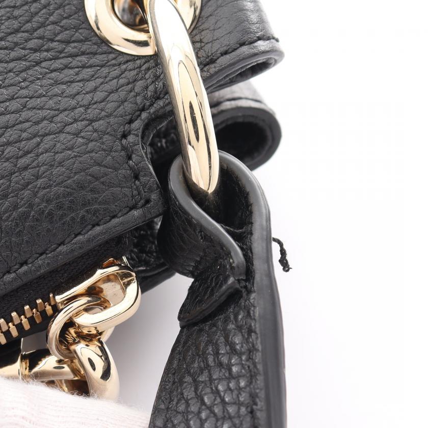 Gucci Soho Interlocking G Handbag Leather Black Tassel 2way