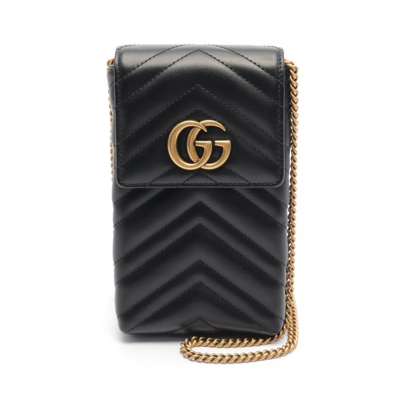 Gucci GG Marmont Chain Shoulder Bag Leather Black