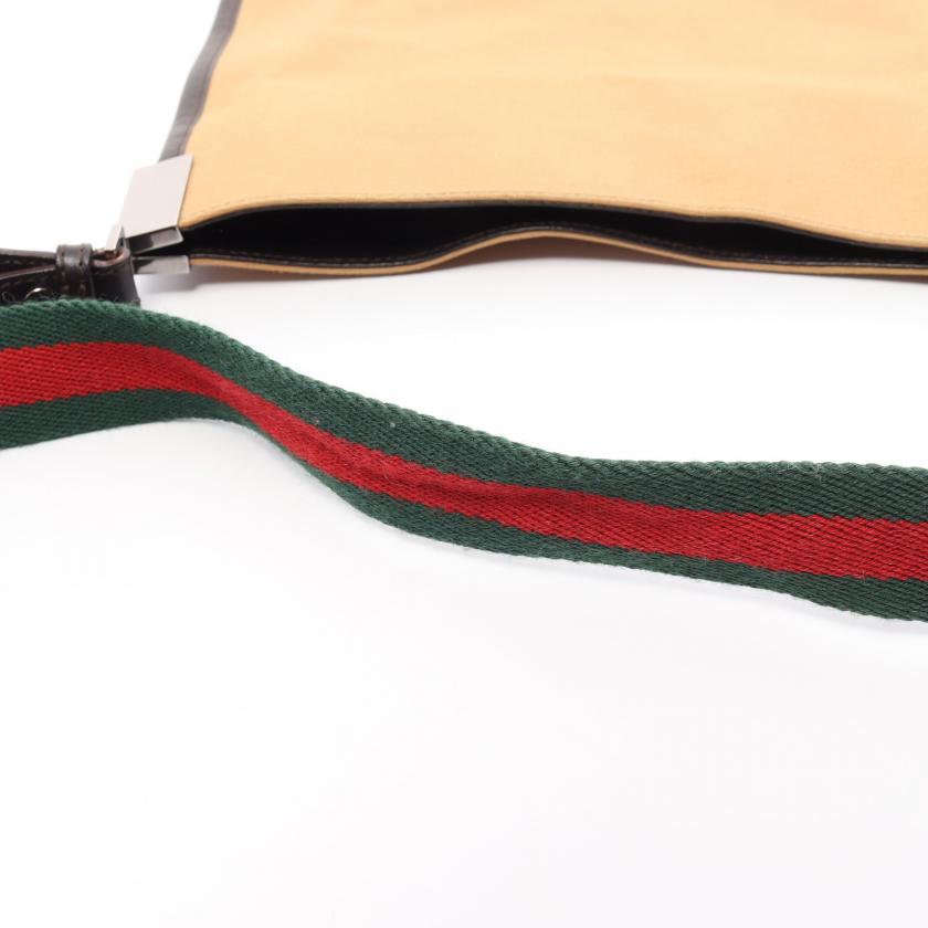 Gucci Sherry Line Shoulder Bag Canvas Leather Yellow Brown Multicolor