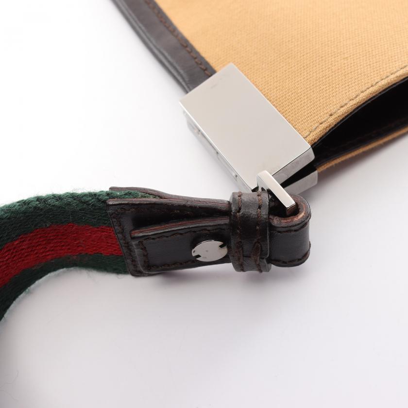 Gucci Sherry Line Shoulder Bag Canvas Leather Yellow Brown Multicolor