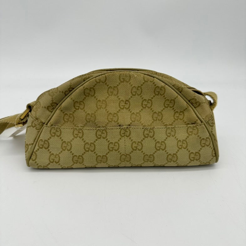 Gucci Beige Canvas Monogram Clutch Wristlet Small