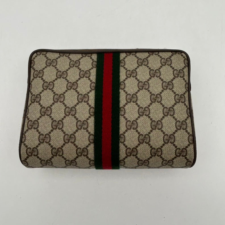 Gucci Beige Multicolor Canvas Leather Medium Clutch & Wristlet
