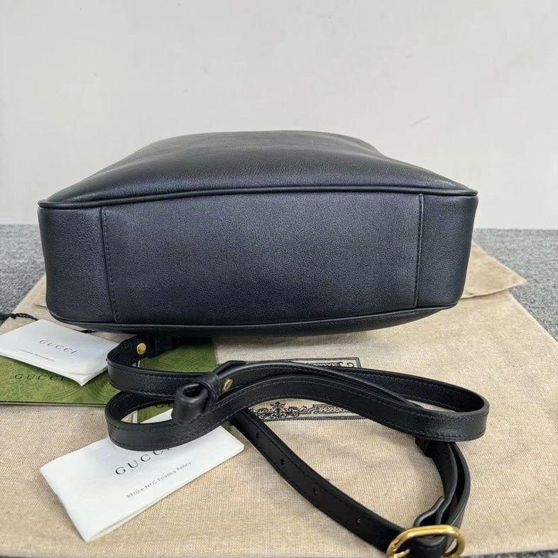 Gucci Bamboo Black Leather HandBag Medium with DustBag