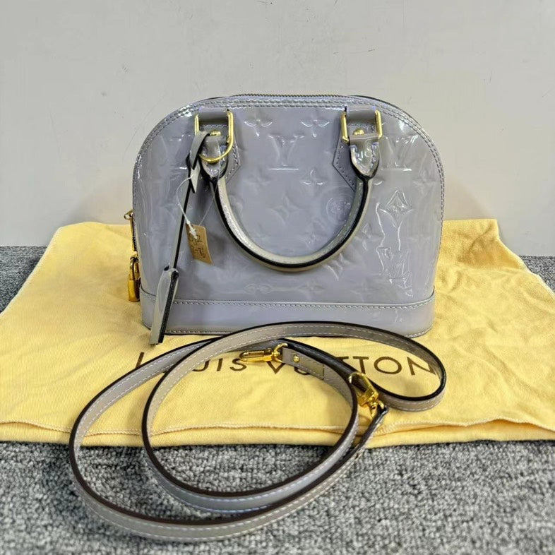 Louis Vuitton Alma BB Gray Patent Leather Two-Way Bag