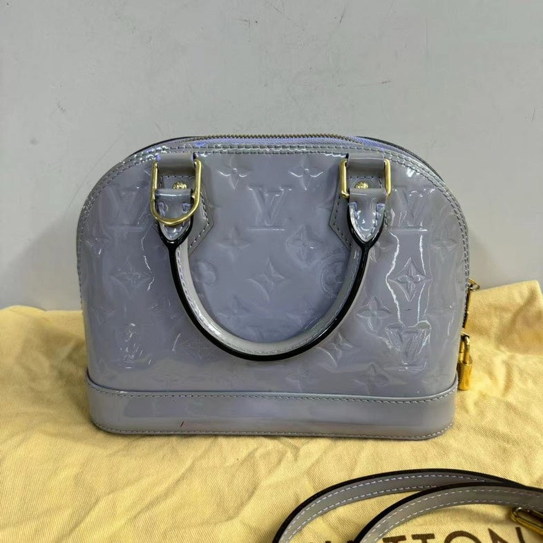 Louis Vuitton Alma BB Gray Patent Leather Two-Way Bag