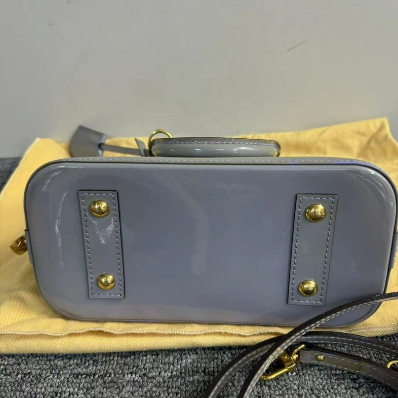 Louis Vuitton Alma BB Gray Patent Leather Two-Way Bag