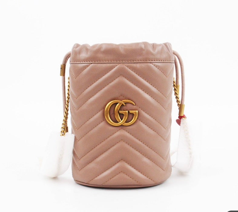 Gucci GG Beige Leather Bucket Bag Small