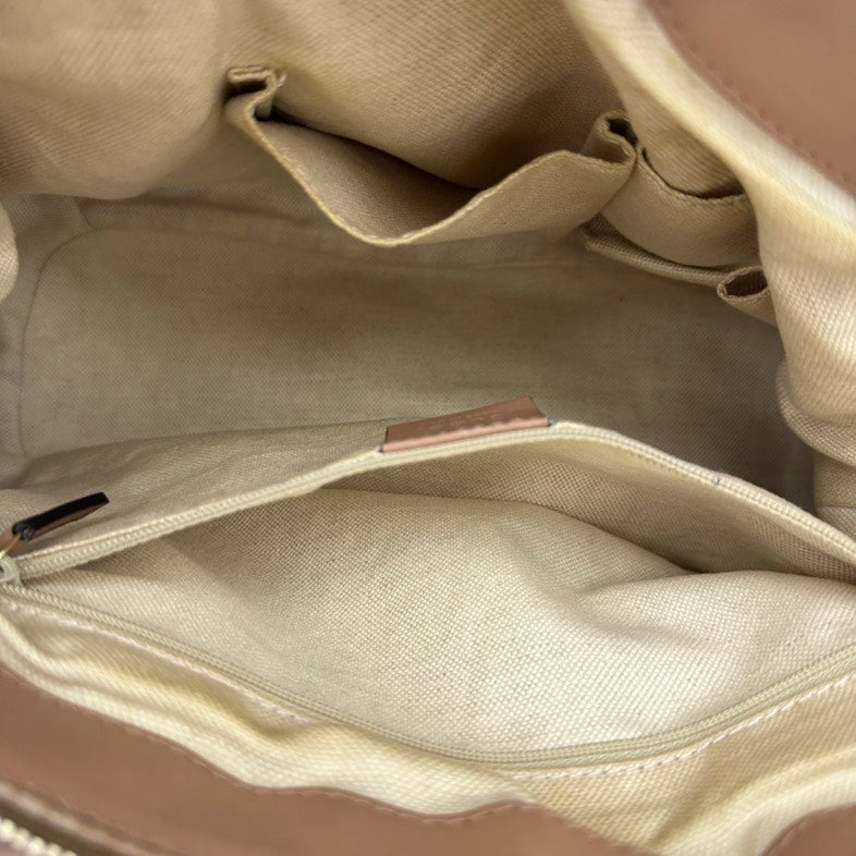 Gucci Beige Canvas Leather Two-Way HandBag Medium