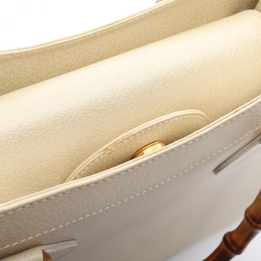 Gucci Bamboo Leather HandBag Ivory