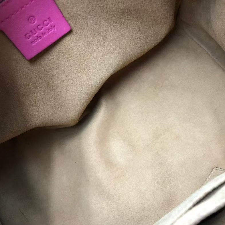 Gucci Beige Red GG Canvas Leather Two-Way Boston Bag Medium