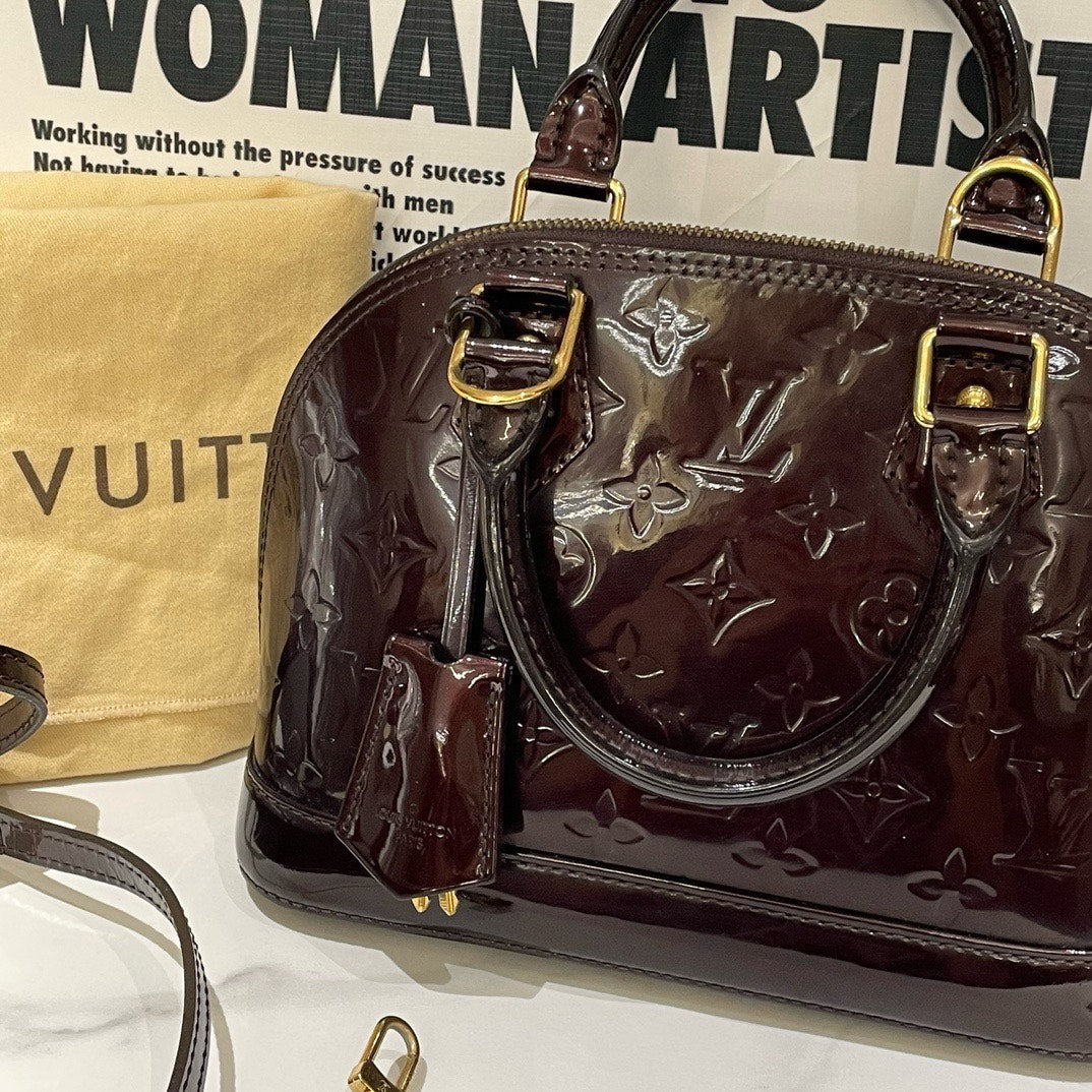 Louis Vuitton Alma BB Amarante Patent Leather HandBag 2012