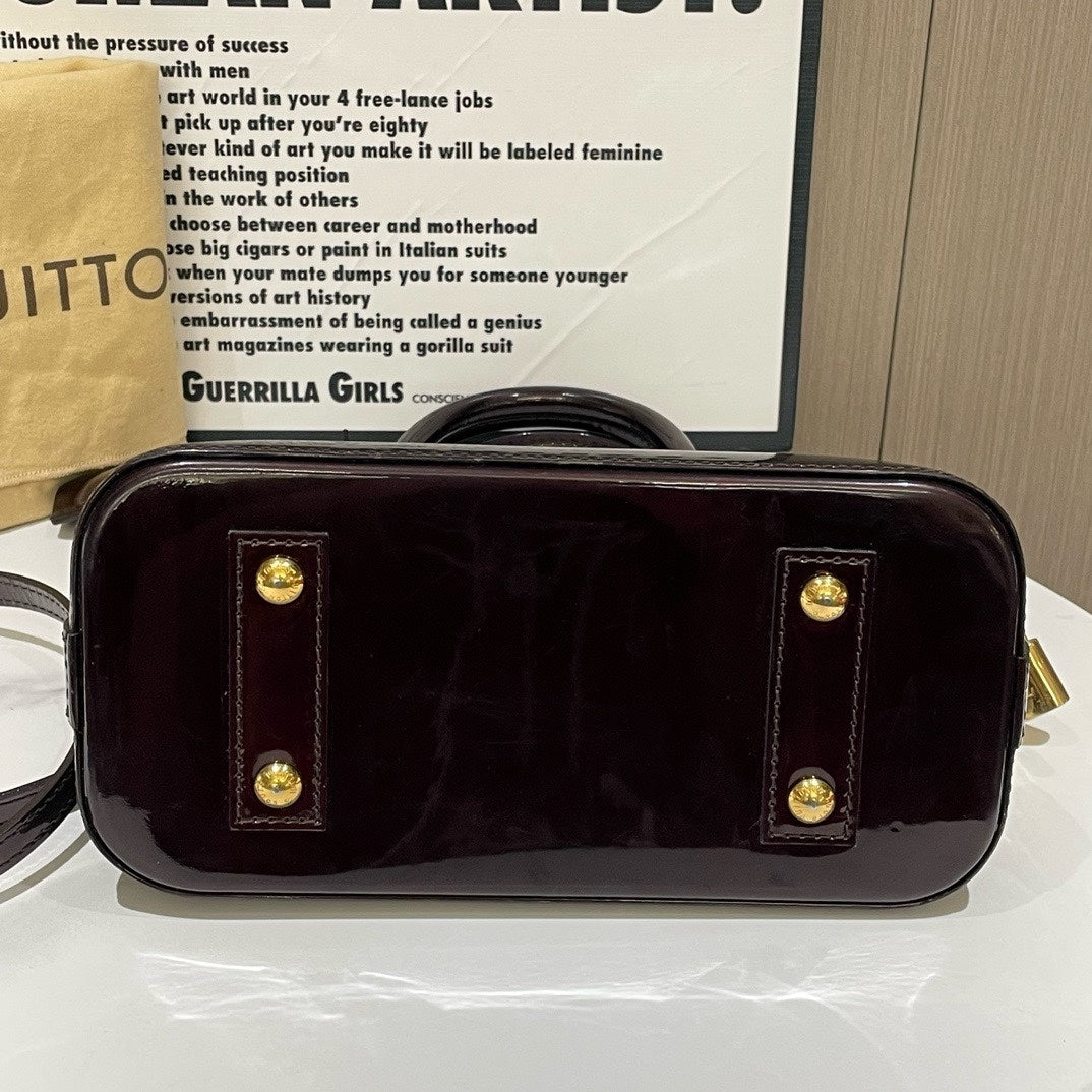 Louis Vuitton Alma BB Amarante Patent Leather HandBag 2012