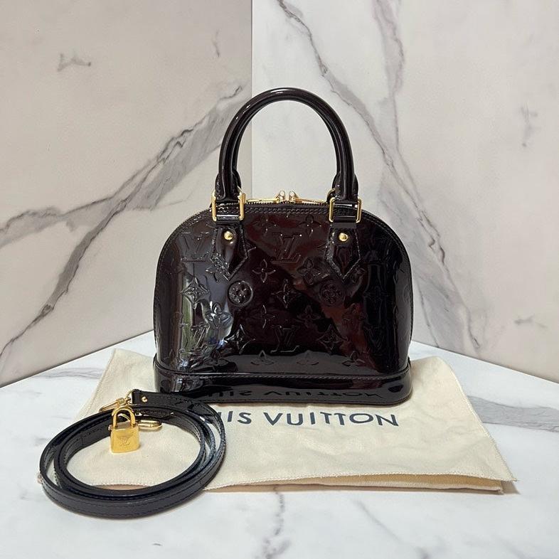 Louis Vuitton Alma BB Black Patent Leather Handbag Small