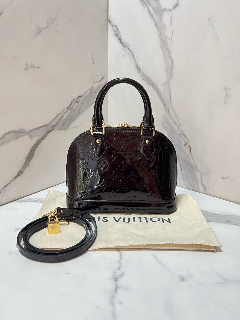 Louis Vuitton Alma BB Black Patent Leather Handbag Small