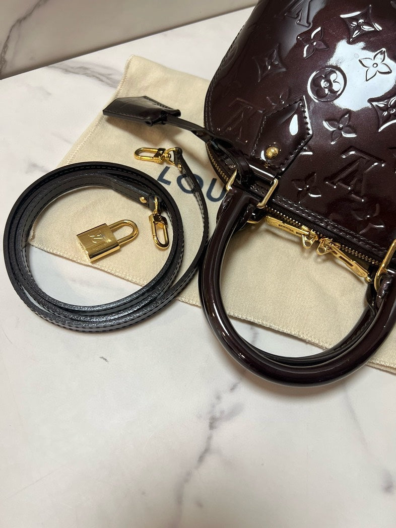 Louis Vuitton Alma BB Black Patent Leather Handbag Small