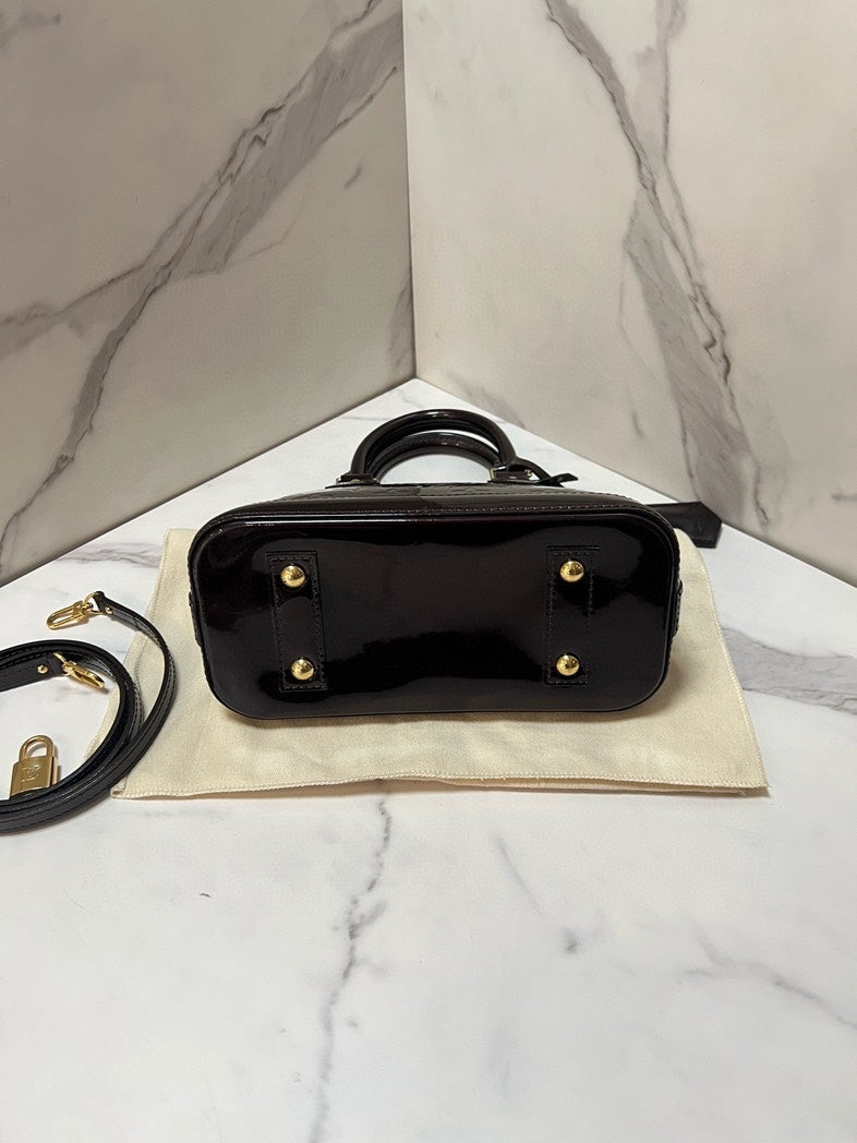 Louis Vuitton Alma BB Black Patent Leather Handbag Small