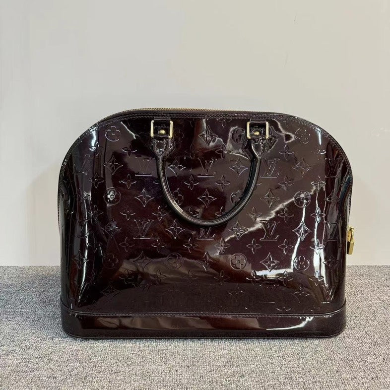 Louis Vuitton Alma Brown Patent Leather Bag