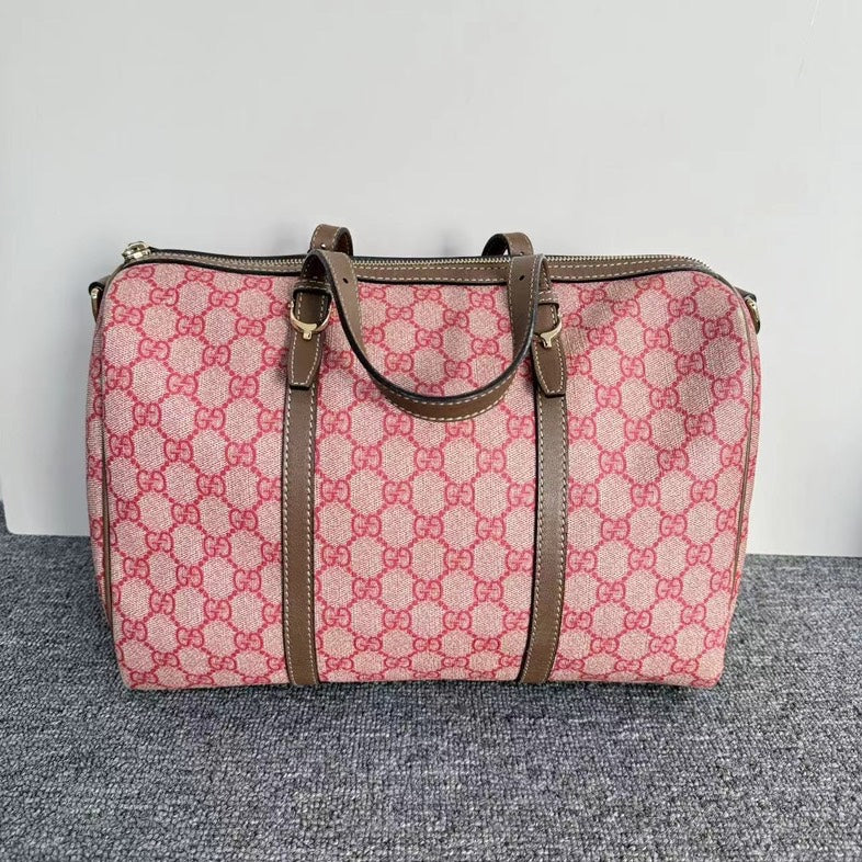 Gucci Pink Canvas GG Supreme Boston Bag Medium