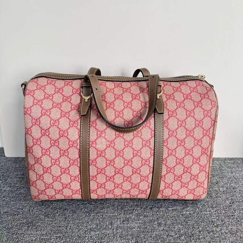 Gucci Pink Canvas GG Supreme Boston Bag Medium