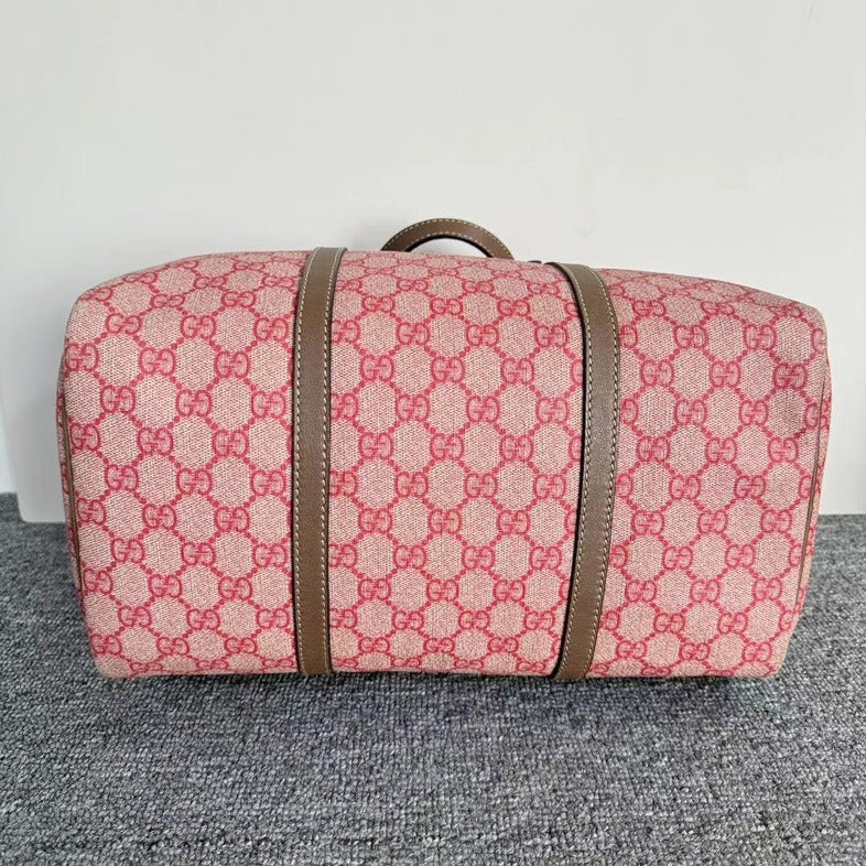 Gucci Pink Canvas GG Supreme Boston Bag Medium