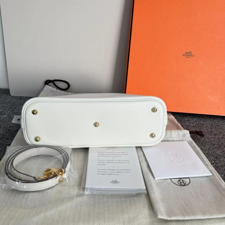 Hermes Bolide White Leather Bag Medium