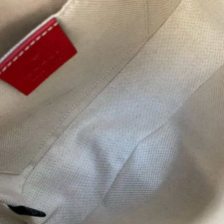 Gucci Beige Red Ophidia GG Supreme Canvas Camera Bag Medium
