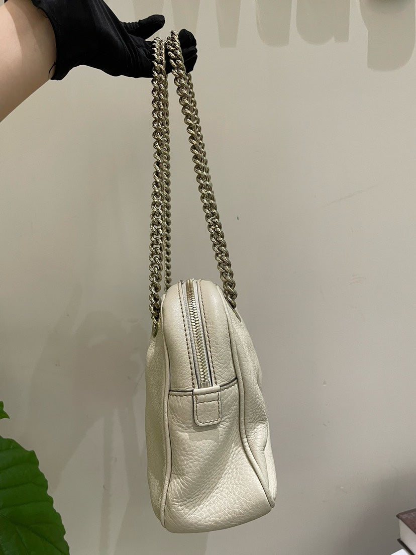Gucci Soho White Leather Shoulder Bag Medium