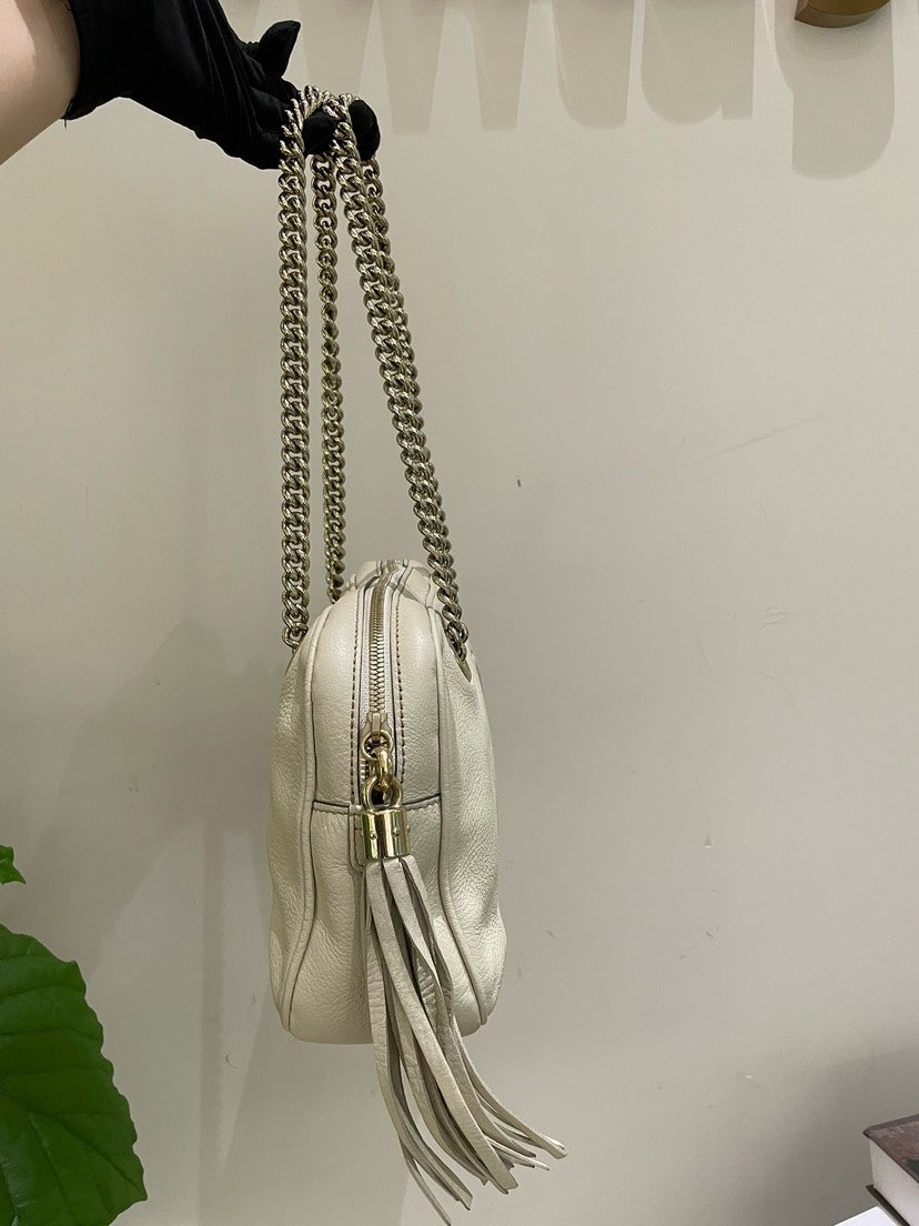 Gucci Soho White Leather Shoulder Bag Medium