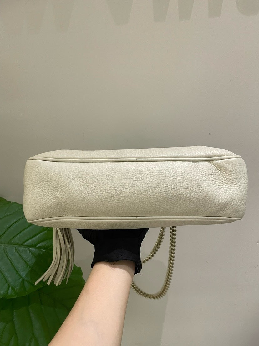 Gucci Soho White Leather Shoulder Bag Medium
