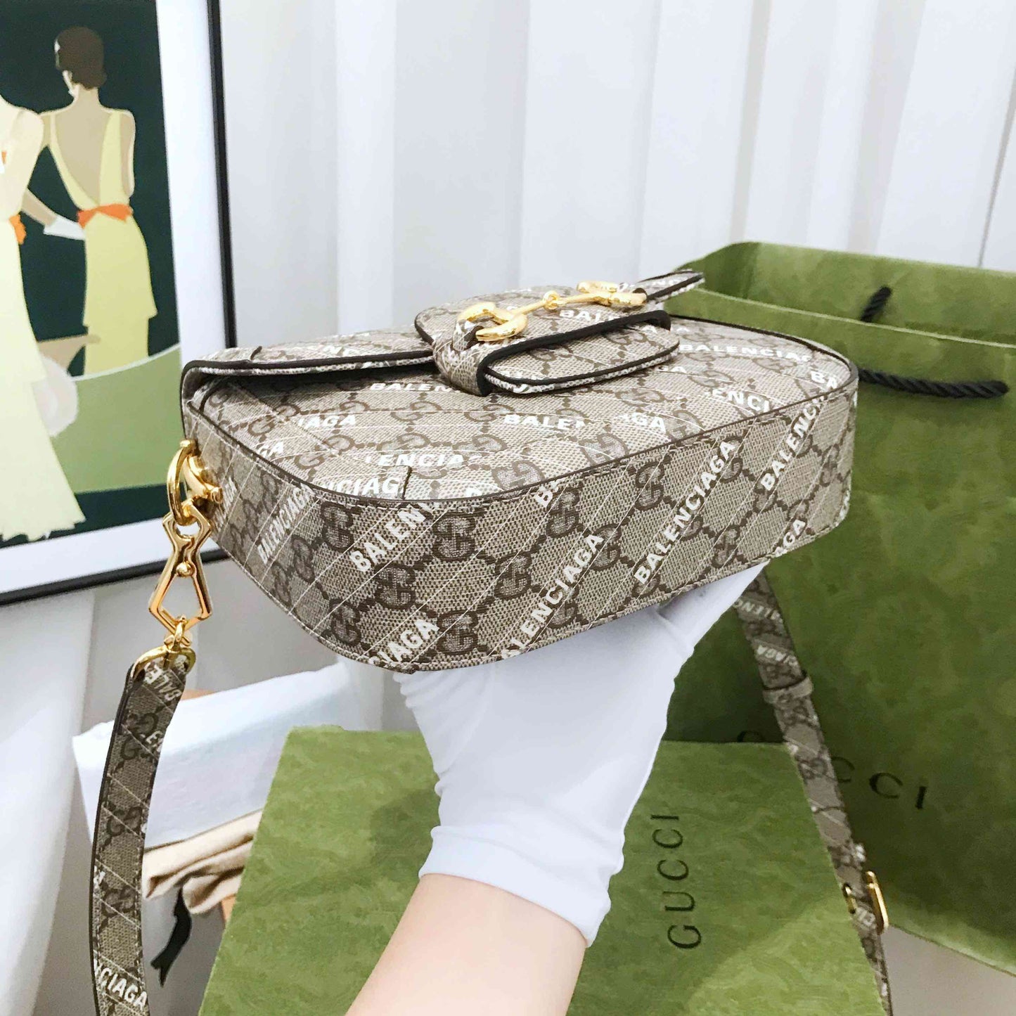 Gucci 1955 Beige Mini Saddle Bag