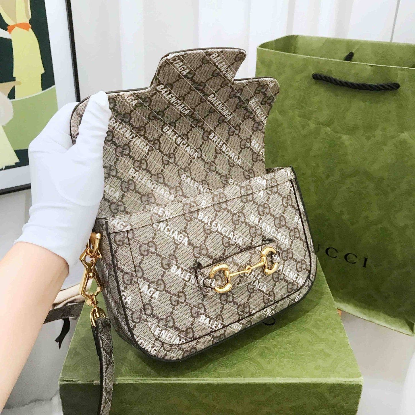 Gucci 1955 Beige Mini Saddle Bag