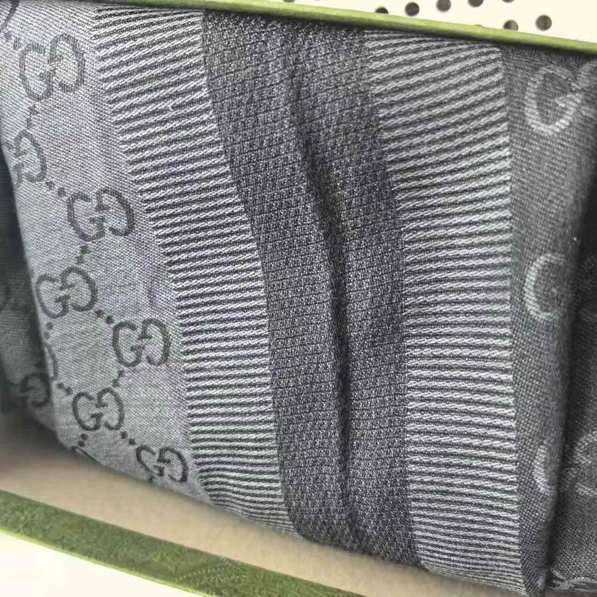 Gucci Gray Wool GG Monogram Scarf with Box