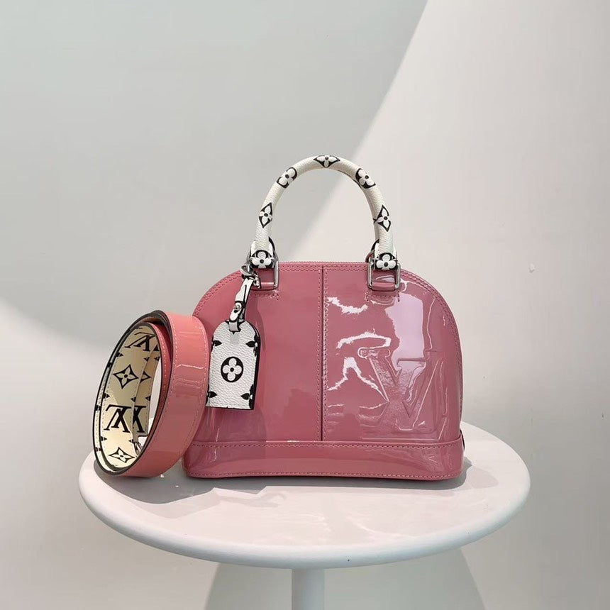 Louis Vuitton Alma Rose Vernis Leather Handbag Medium