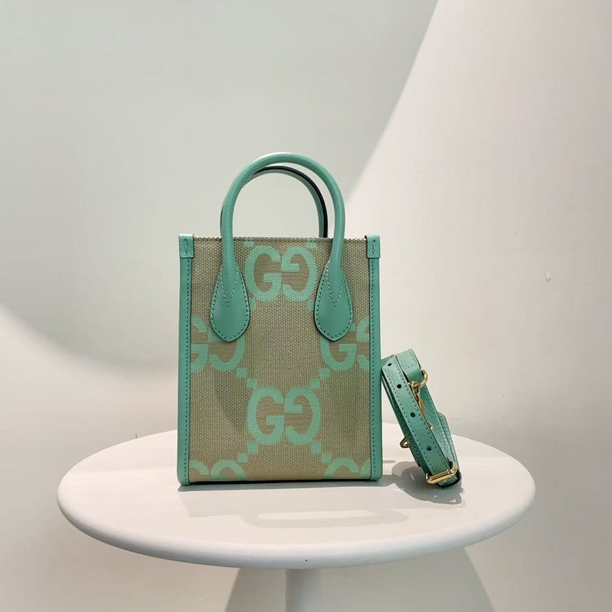 Gucci Ophidia GG Supreme Beige Green Canvas Tote Bag Medium